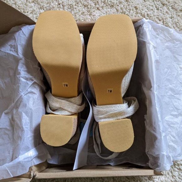 Anthropologie Matisse Magnolia Lace Up Heels Cork Platform Sandals Size 7 - Picture 6 of 7